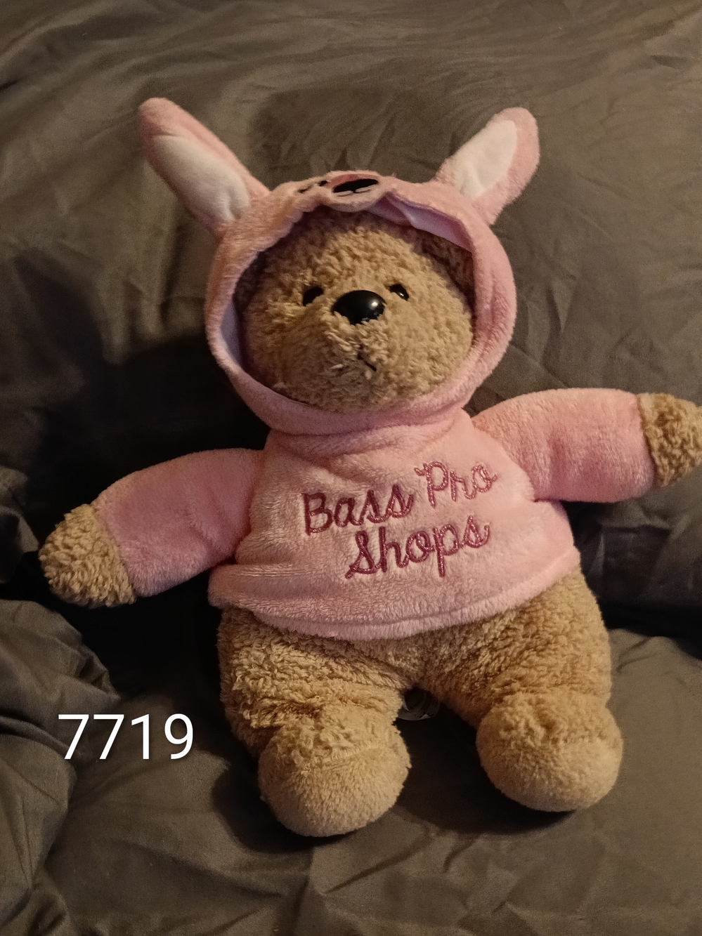 Bass Pro Shops Pink Bunny Hoodie Bear Plush Toy